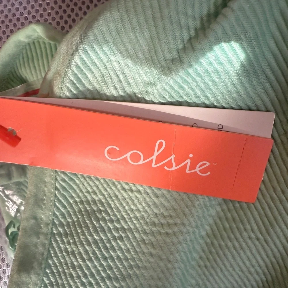 Closie Mint Green Ruche and Ribbed Removable Straps Bandeau Tube Top SKU0522,